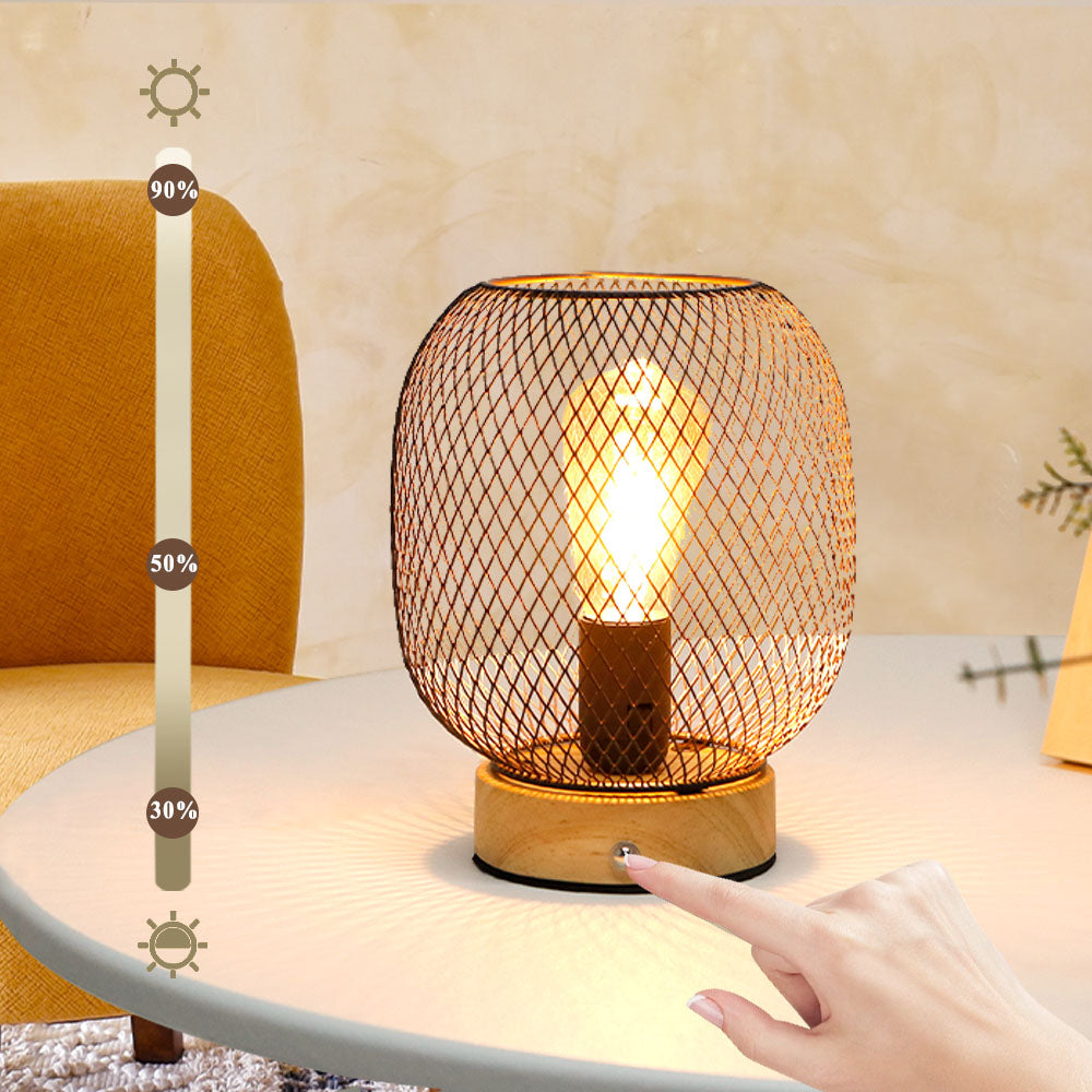JHY DESIGN's 7.5"H Touch Adjustable Table Lamp(Round, Wooden Base)