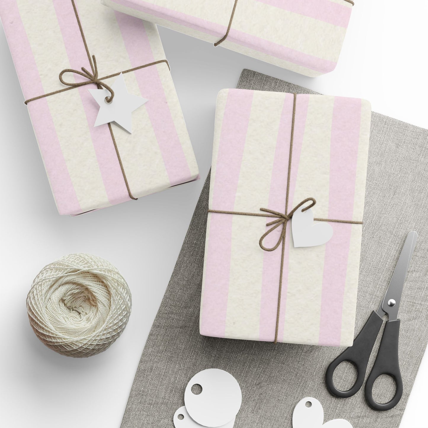 Wrapping Papers - White and Pink Stripe Cute Holiday Wrapping Paper