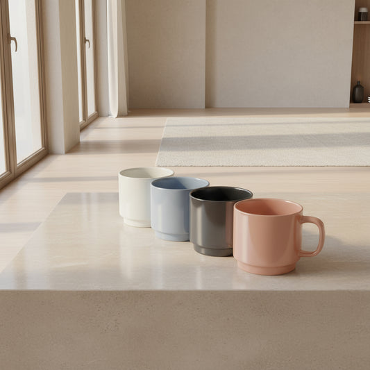 Mr. Coffee Cafe Celestial 4 Piece 14.8 Ounce Stoneware Pearlized Mug Set in Assorted Colors-0